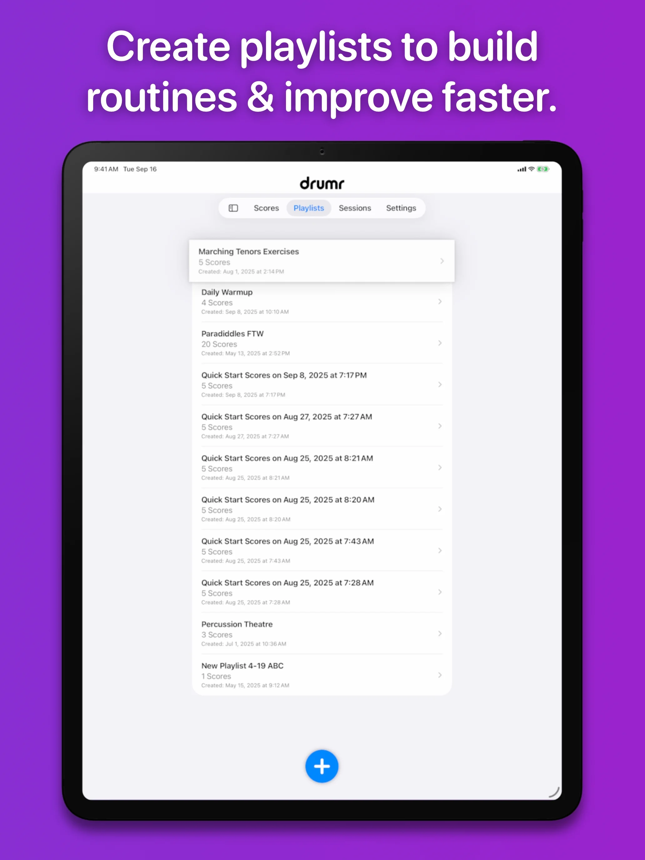 Drumr on iPad - KitView expanded